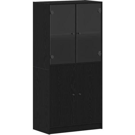 Buffet，Bahut，Haut Armoire Noir 68 x 37 x 142 cm Bois d'ingénierie CFW49819