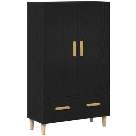 Buffet，Bahut，Haut Armoire Noir 70 x 31 x 115 cm Bois d'ingénierie CFW61145