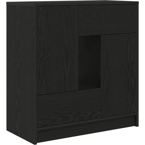 Buffet，Bahut，Meuble de Rangement avec tiroirs et portes chêne noir 70,5x34x74,5 cm CFW15630