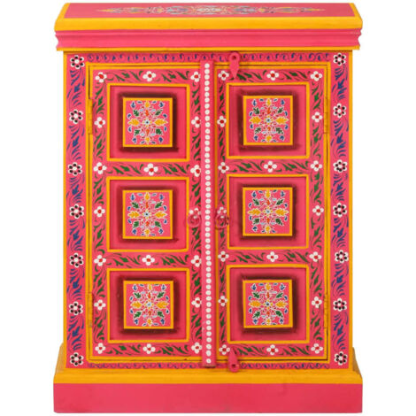 Buffet，Bahut，Meuble de Rangement Bois massif de manguier Peinture rose à la main CFW40138
