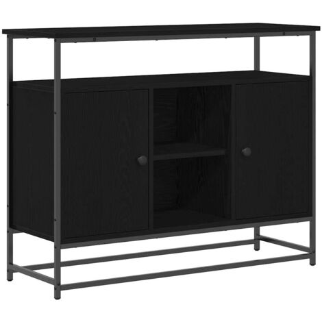 Buffet，Bahut，Meuble de Rangement Chêne noir 100 x 35 x 80 cm Bois d'ingénierie CFW45922