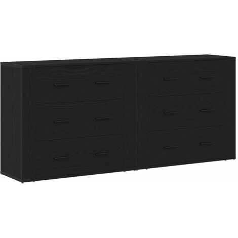Buffet，Bahut，Meuble de Rangement Chêne noir 160 x 33 x 70 cm Bois d'ingénierie CFW24127