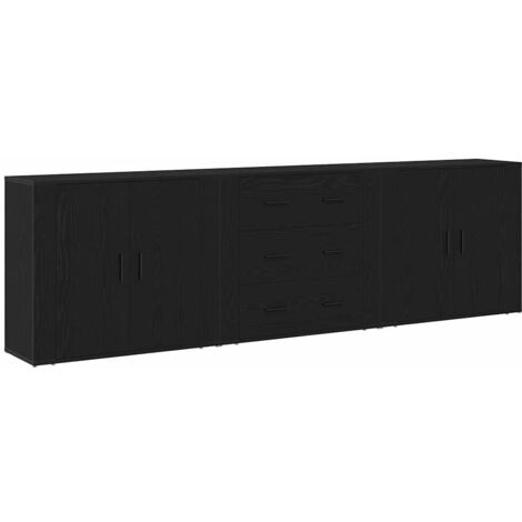 Buffet，Bahut，Meuble de Rangement Chêne noir 240 x 33 x 70 cm Bois d'ingénierie CFW59131
