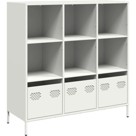 Buffet,Bahut,Meuble de Rangement haut blanc 101,5x39x103,5 cm acier CFW36507