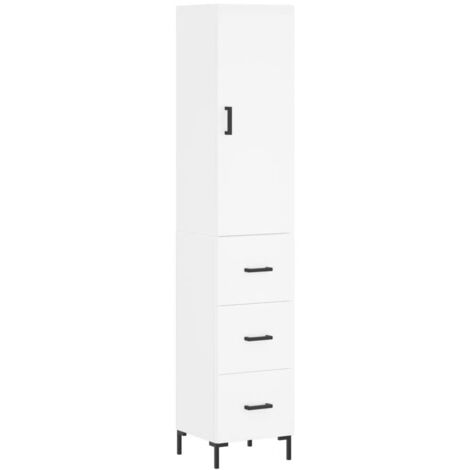 Buffet,Bahut,Meuble de Rangement haut Blanc 34,5x34x180 cm Bois d'ingénierie CFW10025