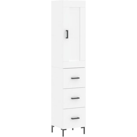 Buffet,Bahut,Meuble de Rangement haut Blanc 34,5x34x180 cm Bois d'ingénierie CFW46248