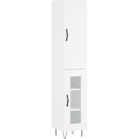 Buffet，Bahut，Meuble de Rangement haut Blanc 34,5x34x180 cm Bois d'ingénierie CFW82720