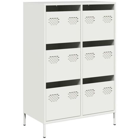 Buffet,Bahut,Meuble de Rangement haut blanc 68x39x101,5 cm acier CFW46717