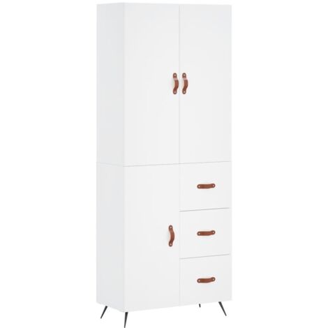 Buffet,Bahut,Meuble de Rangement haut Blanc 69,5x34x180 cm Bois d'ingénierie CFW14180
