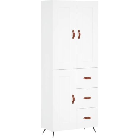 Buffet，Bahut，Meuble de Rangement haut Blanc 69,5x34x180 cm Bois d'ingénierie CFW33321