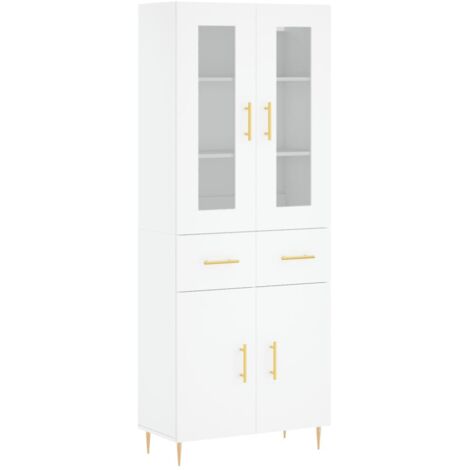 Buffet，Bahut，Meuble de Rangement haut Blanc 69,5x34x180 cm Bois d'ingénierie CFW33956