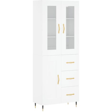 Buffet,Bahut,Meuble de Rangement haut Blanc 69,5x34x180 cm Bois d'ingénierie CFW40562