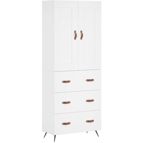 Buffet，Bahut，Meuble de Rangement haut Blanc 69,5x34x180 cm Bois d'ingénierie CFW41770