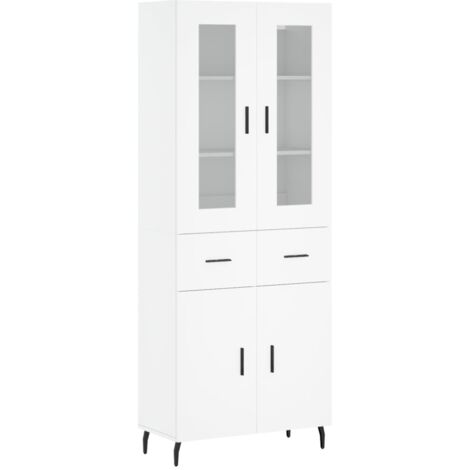 Buffet，Bahut，Meuble de Rangement haut Blanc 69,5x34x180 cm Bois d'ingénierie CFW42798