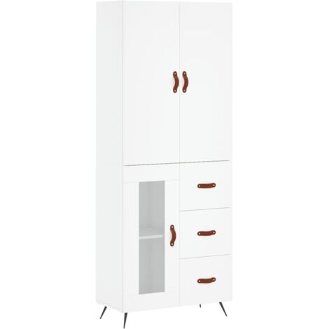 Buffet,Bahut,Meuble de Rangement haut Blanc 69,5x34x180 cm Bois d'ingénierie CFW45583