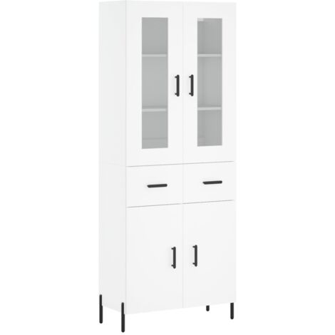 Buffet,Bahut,Meuble de Rangement haut Blanc 69,5x34x180 cm Bois d'ingénierie CFW59132