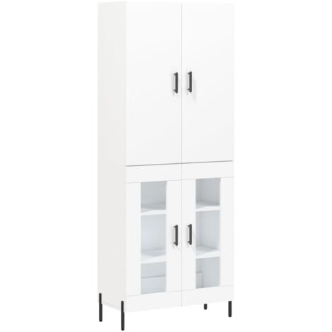 Buffet，Bahut，Meuble de Rangement haut Blanc 69,5x34x180 cm Bois d'ingénierie CFW60390