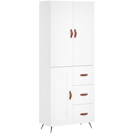 Buffet,Bahut,Meuble de Rangement haut Blanc 69,5x34x180 cm Bois d'ingénierie CFW61649