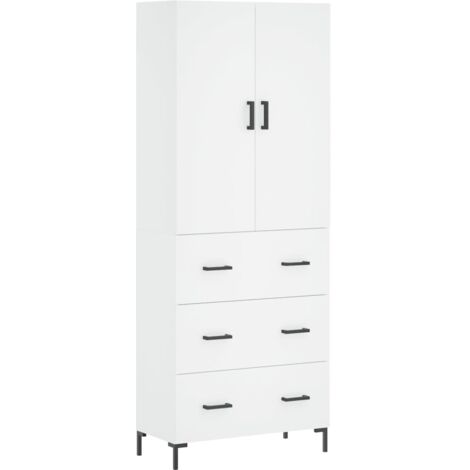 Buffet，Bahut，Meuble de Rangement haut Blanc 69,5x34x180 cm Bois d'ingénierie CFW64922