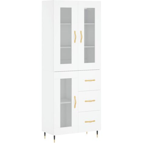 Buffet,Bahut,Meuble de Rangement haut Blanc 69,5x34x180 cm Bois d'ingénierie CFW78964