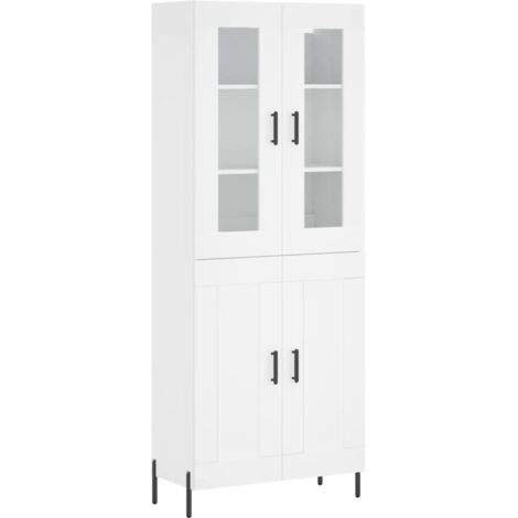 Buffet，Bahut，Meuble de Rangement haut Blanc 69,5x34x180 cm Bois d'ingénierie CFW83552