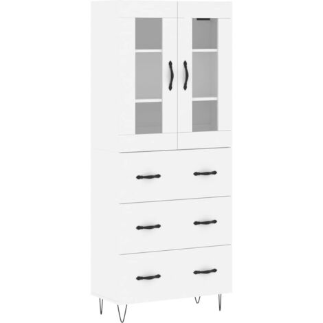 Buffet,Bahut,Meuble de Rangement haut Blanc 69,5x34x180 cm Bois d'ingénierie CFW88259