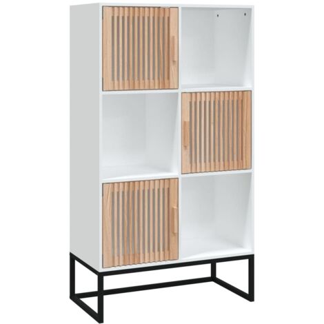 Buffet，Bahut，Meuble de Rangement haut blanc 70x35x125 cm bois d'ingénierie CFW53882