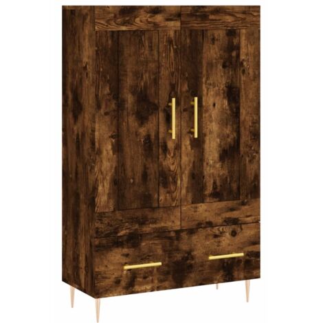 Buffet,Bahut,Meuble de Rangement haut chêne fumé 69,5x31x115 cm bois d'ingénierie CFW47364