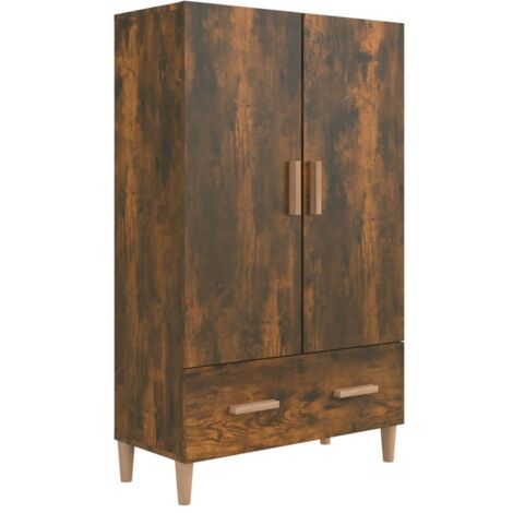 Buffet，Bahut，Meuble de Rangement haut Chêne fumé 70x31x115 cm Bois d'ingénierie CFW42857