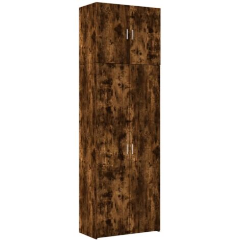 Buffet，Bahut，Meuble de Rangement haut chêne fumé 80x42,5x249 cm bois d'ingénierie CFW95515