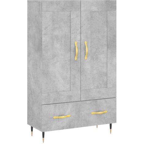 Buffet，Bahut，Meuble de Rangement haut gris béton 69,5x31x115 cm bois d'ingénierie CFW27158