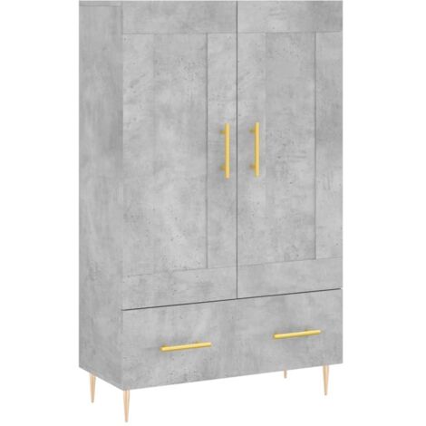 Buffet，Bahut，Meuble de Rangement haut gris béton 69,5x31x115 cm bois d'ingénierie CFW59507