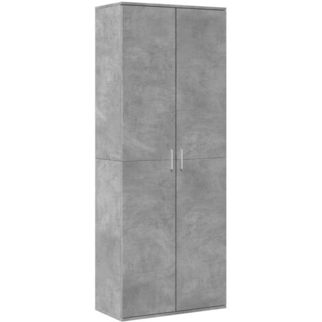 Buffet，Bahut，Meuble de Rangement haut gris béton 70x35x180 cm bois d'ingénierie CFW95672