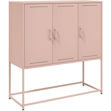 Buffet，Bahut，Meuble de Rangement haut rose 100,5x39x107 cm acier CFW84400