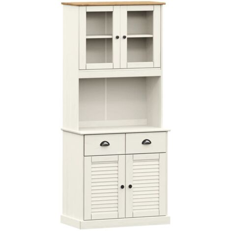 Buffet，Bahut，Meuble de Rangement haut VIGO blanc 78x40x175 cm bois massif de pin CFW41859