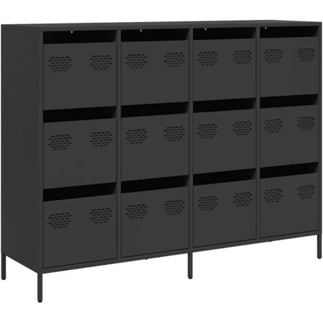 Buffet,Bahut,Meuble de Rangement noir 135x39x103,5 cm acier laminé à froid CFW91824