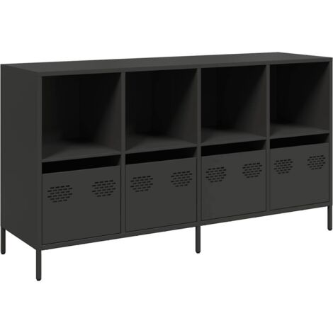 Buffet,Bahut,Meuble de Rangement noir 135x39x73,5 cm acier laminé à froid CFW42842