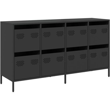 Buffet,Bahut,Meuble de Rangement noir 135x39x73,5 cm acier laminé à froid CFW78633