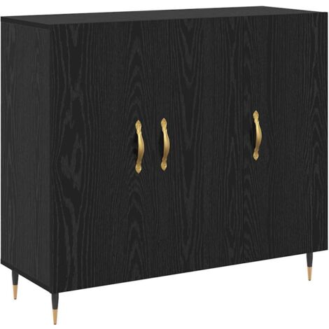 Buffet，Bahut，Meuble de Rangement Noir 90 x 34 x 80 cm Bois d'ingénierie CFW88478