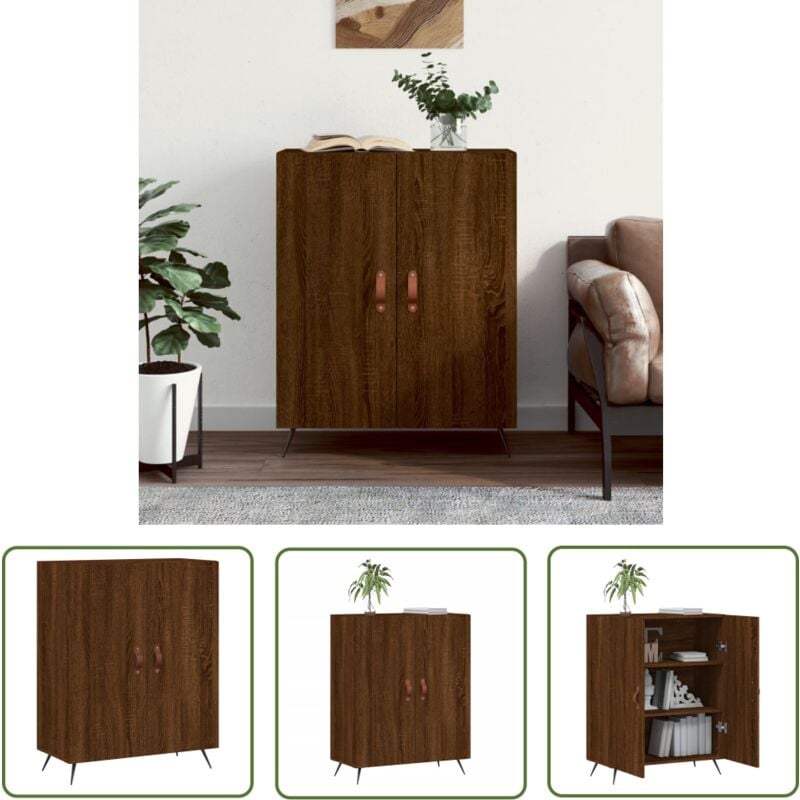 Bonnevie - The Living Store Buffet chêne marron 69,5x34x90 cm bois d'ingénierie - Buffet - Armoire - Meuble De Rangement - Mobilier - Décoration