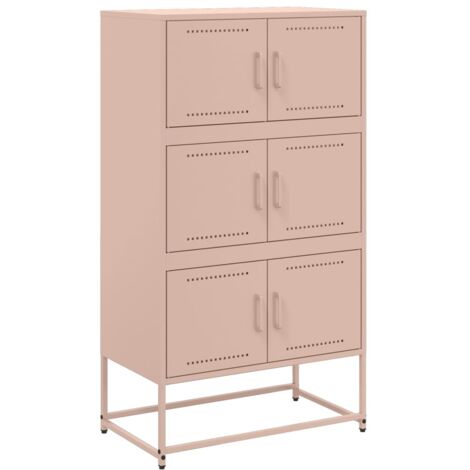 Buffet，Bahut，Meuble de Rangement rose 68,5x38,5x123,5 cm acier CFW89046