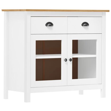 Buffet,Buffet Commode de salon/séjour Hill Blanc 90x40x80 cm Bois de pin solide -TZ44421