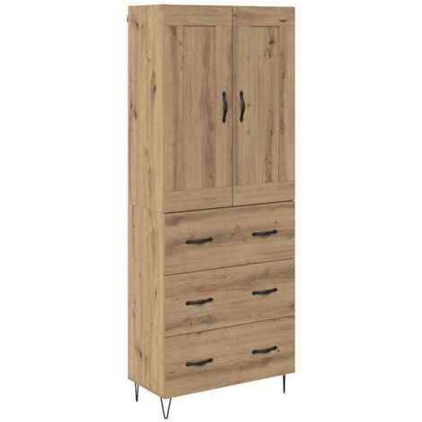 Buffet,Haut Armoire avec tiroir Chêne artisanal 69,5 x 34 x 180 cm CFW321175