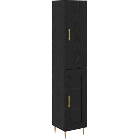 Buffet，Haut Armoire Chêne noir 34,5 x 34 x 180 cm Bois d'ingénierie CFW827049