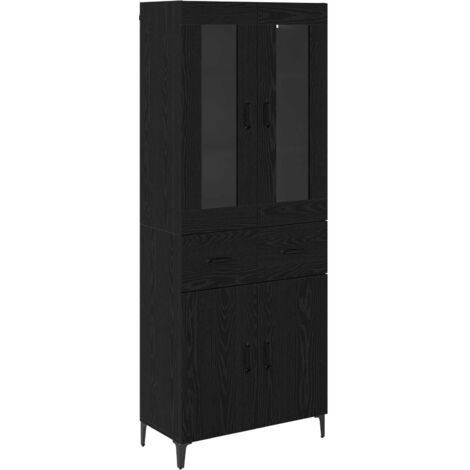 Buffet,Haut Armoire Chêne noir 69,5 x 34 x 180 cm Bois d'ingénierie CFW167865