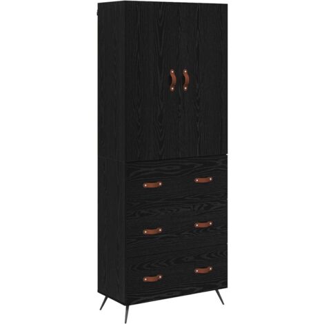 Buffet,Haut Armoire Chêne noir 69,5 x 34 x 180 cm Bois d'ingénierie CFW269883