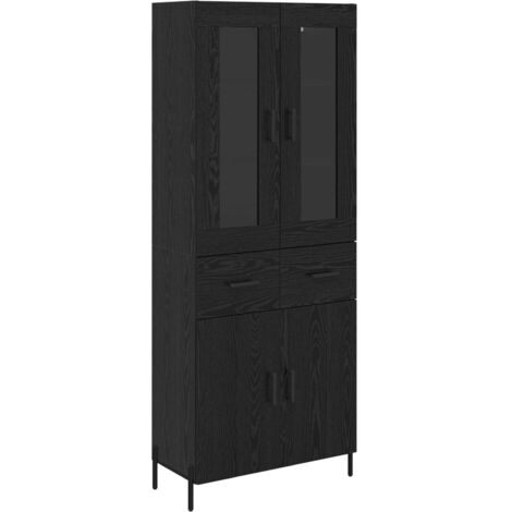 Buffet,Haut Armoire Chêne noir 69,5 x 34 x 180 cm Bois d'ingénierie CFW526996
