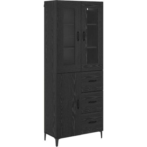Buffet,Haut Armoire Chêne noir 69,5 x 34 x 180 cm Bois d'ingénierie CFW717378