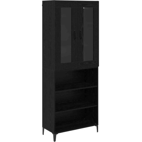 Buffet,Haut Armoire Chêne noir 69,5 x 34 x 180 cm Bois d'ingénierie CFW897981
