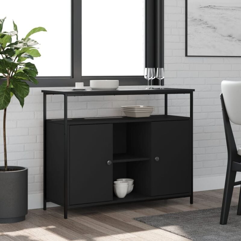 Vidaxl - Buffet noir 100x35x80 cm bois d'ingénierie